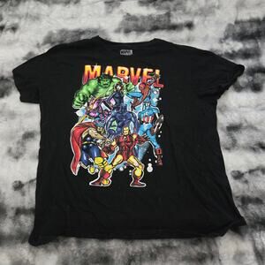 Marvel Comics Heroes Group Graphic Tee Men’s Medium Black Licensed T‑Shirt